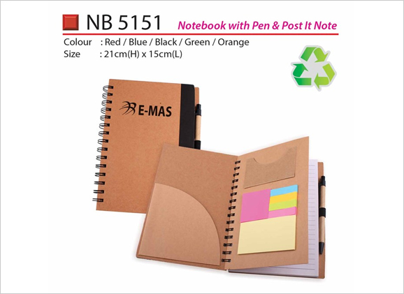 Notebook with Pen and Post It Note NB5151