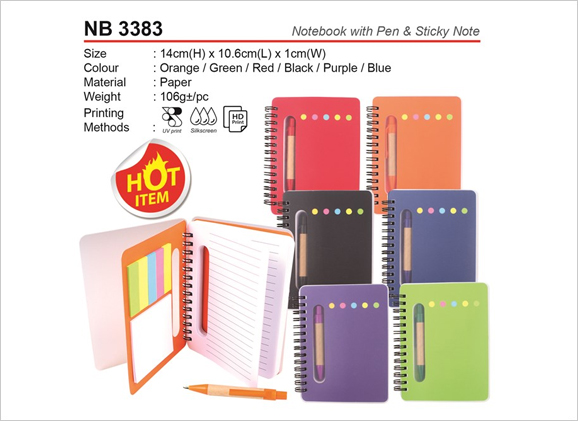 Notebook with Pen & Sticky Note NB3383