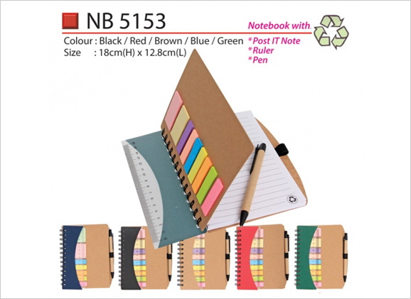 Notebook with Post-It Note, Ruler & Pen NB5153