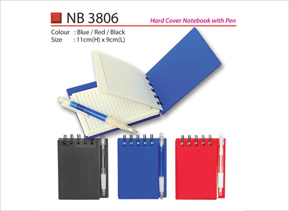 Hard Cover Notebook with Pen NB3806