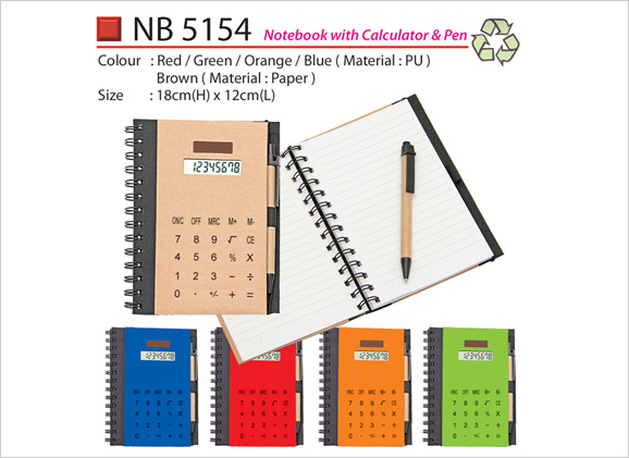 Notebook with Calculator & Pen NB5154