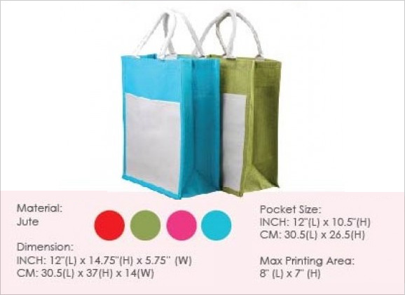 Colorful Jute Bag with Pocket CAN157