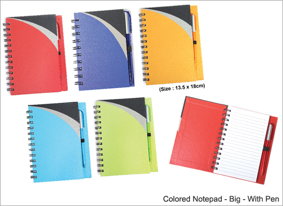 Big Coloured Notepad with Pen