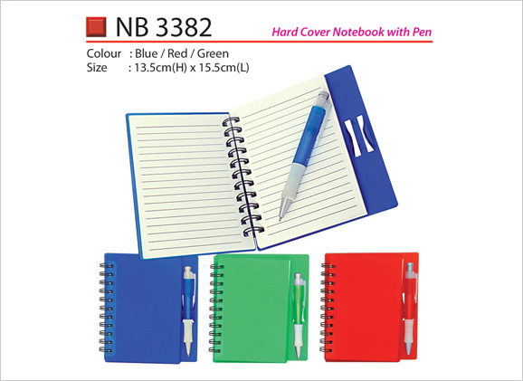 Hard Cover Notebook with Pen NB3382