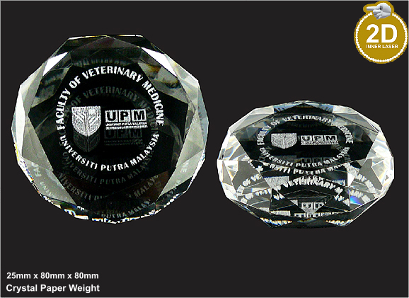 Crystal Paper Weight with Laser Engraving