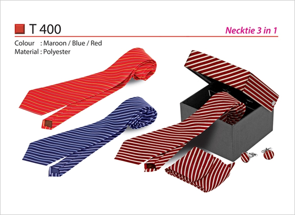 Necktie with Cufflinks & Handkerchief T400