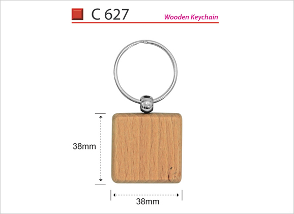 Wooden Square Keychain C627