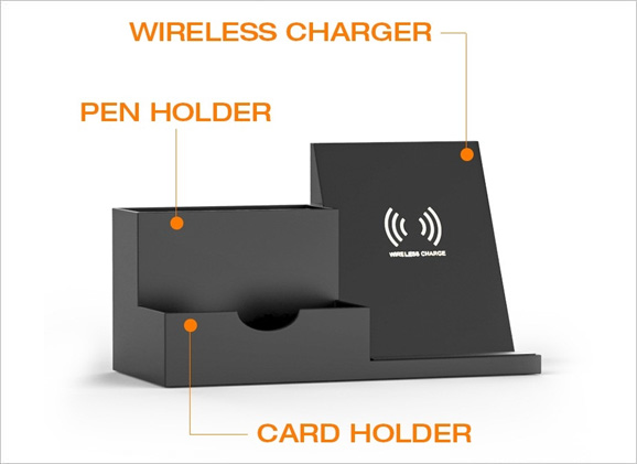 Wireless Charging Stationery Holder & Namecard Holder